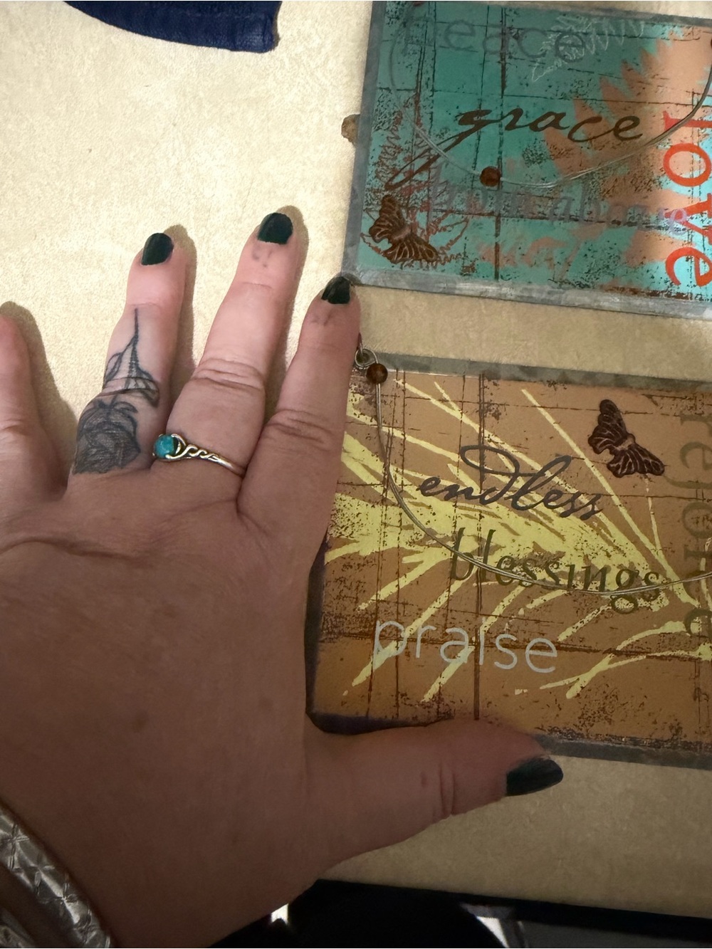 Mixed Media Wall Art Duo in Teal and Brown by
